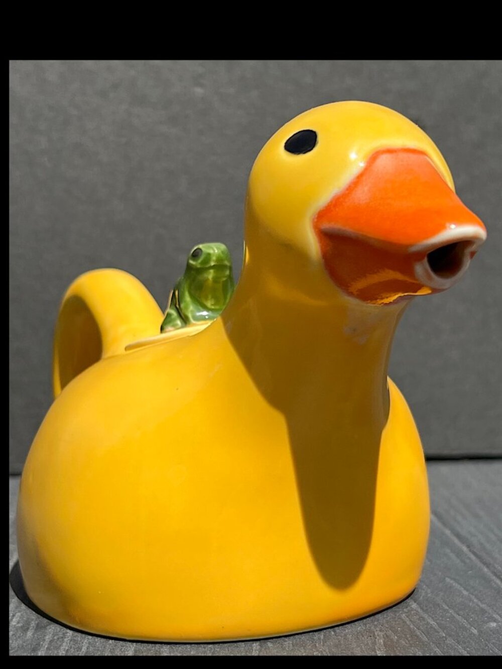 Vintage Yellow Duck Teapot w/ Frog Friend Made in Japan Vandor San Francisco